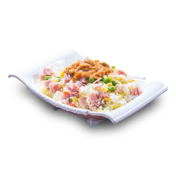 【ウニとハムのチャーハン】の切り抜き画像。ファイルサイズ約 34.3MB、5184 * 5184 ピクセルの切り抜き済みのPSDファイルです。【一部の素材にはシャドウレイヤーが含まれており、Photoshopなどの写真編集ソフトでレイヤーの表示・非表示を自由に切り替えられます】