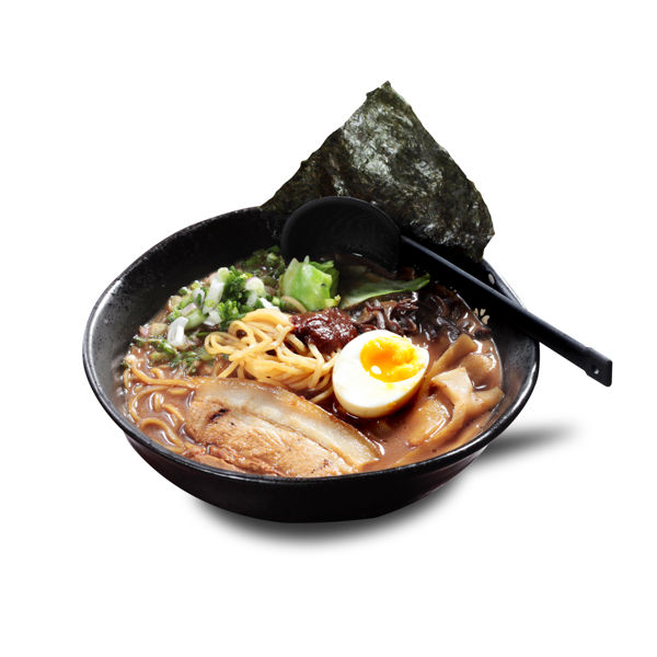 【豚バラ肉ゆで卵海苔極太麺黒豆スープラーメン】の切り抜きデジタル写真。ファイルサイズ約 34.8MB、4500 * 4500 ピクセルの切り抜き済みのPSDファイルです。【一部の素材にはシャドウレイヤーが含まれており、Photoshopなどの写真編集ソフトでレイヤーの表示・非表示を自由に切り替えられます】
