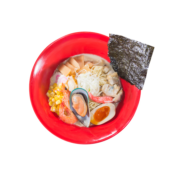 【海老ムール貝海鮮ラーメン】の切抜きストックフォト。ファイルサイズ約 33.8MB、4134 * 4134 ピクセルの切り抜き済みのPSDファイルです。【一部の素材にはシャドウレイヤーが含まれており、Photoshopなどの写真編集ソフトでレイヤーの表示・非表示を自由に切り替えられます】